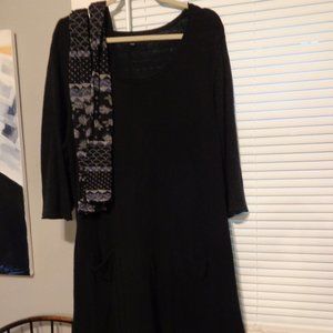 Gudrun Sjoden Black Dress XL with patterned footless tights L